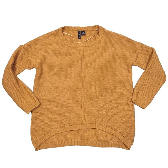 Free For All Sweater Mustard Yellow Drop Shoulder Medium Knit Fall Womens XS - Picture 1 of 5